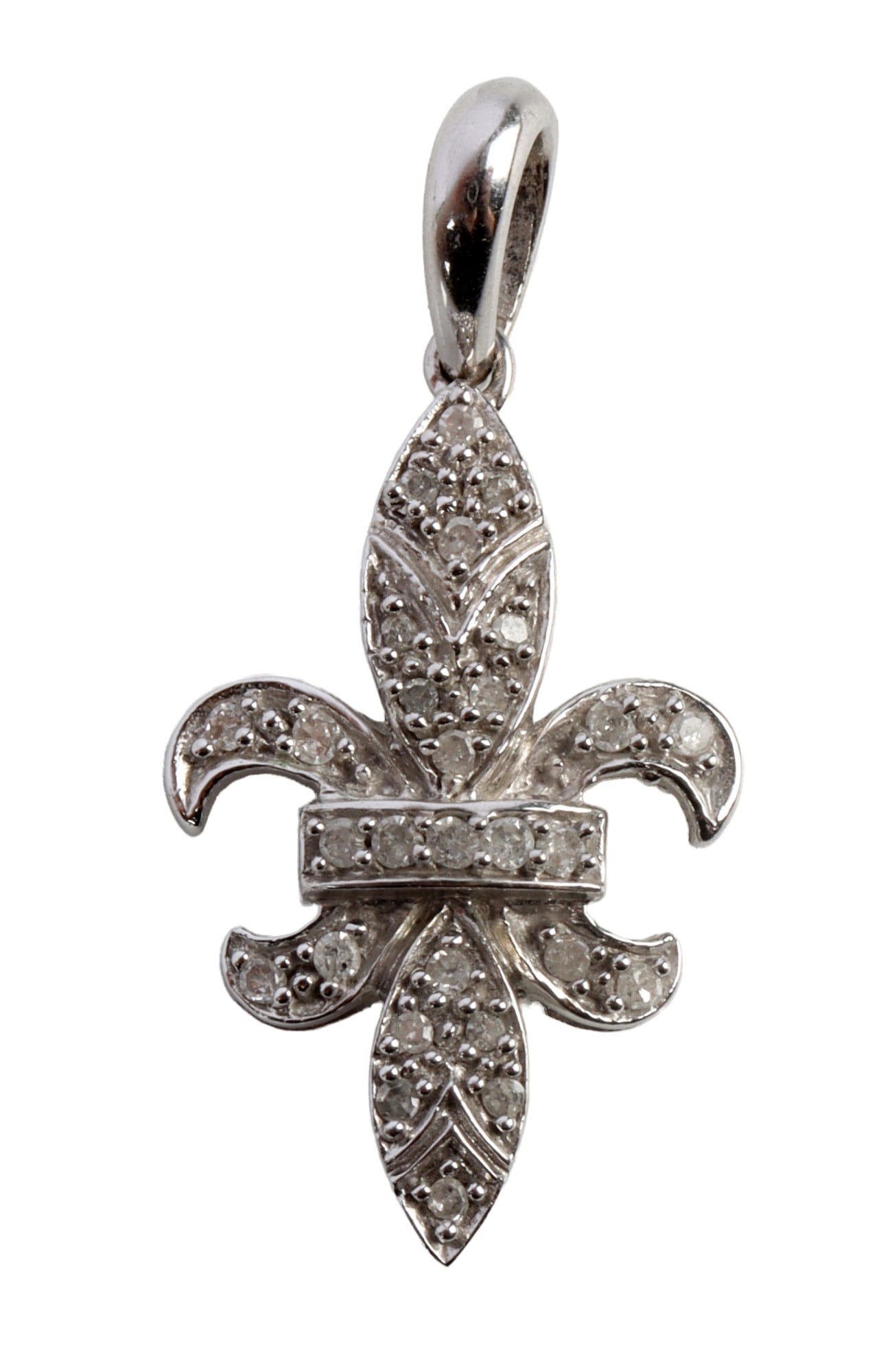 FLEUR DE LIS DIAMOND PENDANT 10K WHITE GOLD (1 of 5)