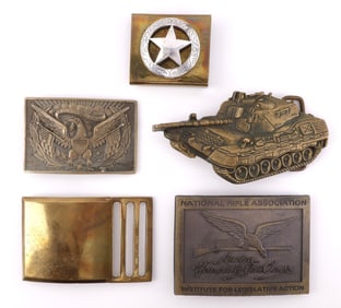 BRASS BUCKLES VINTAGE TANK BUCKLE LOT OF 5