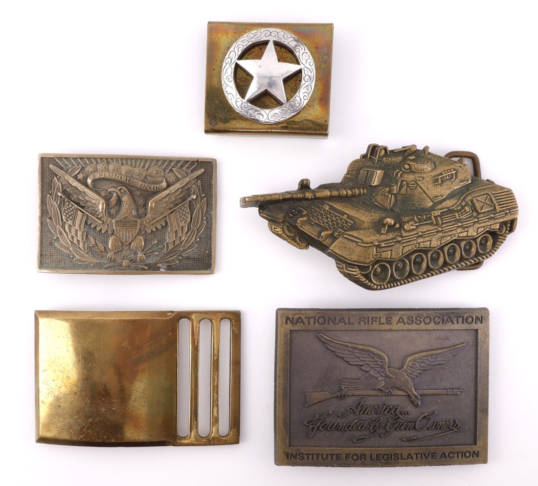 BRASS BUCKLES VINTAGE TANK BUCKLE LOT OF 5 (1 of 10)
