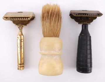 GEM JUNIOR RAZORS & RUBBERSET SHAVING BRUSH