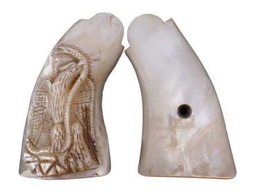 K FRAME ANTIQUE CARVED PEARL MEXICAN EAGLE GRIPS