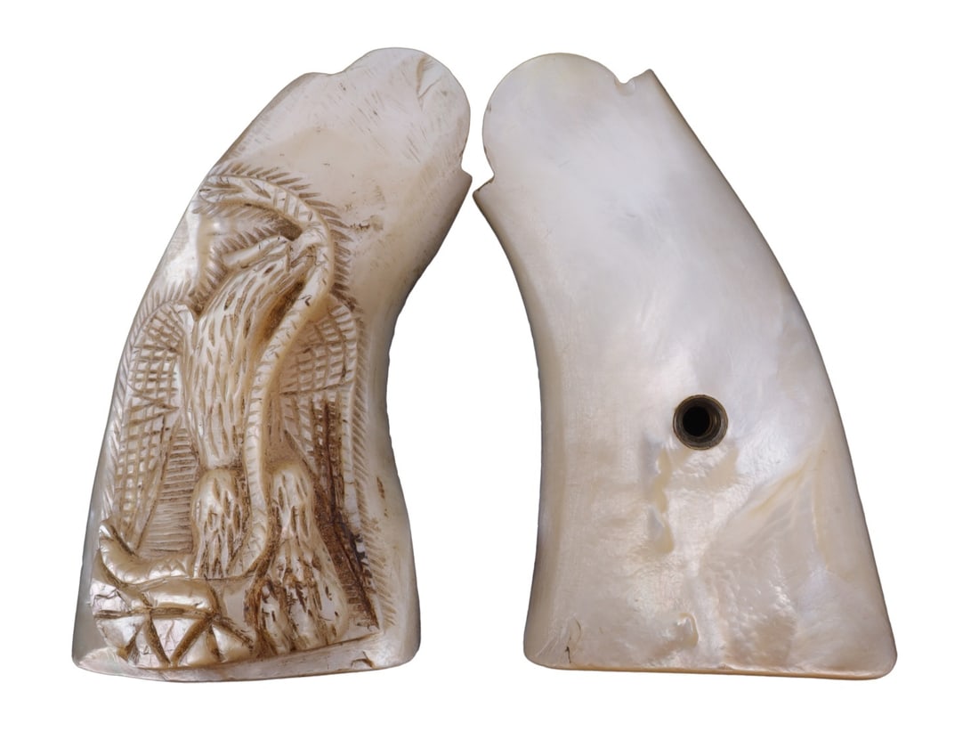 K FRAME ANTIQUE CARVED PEARL MEXICAN EAGLE GRIPS (1 of 6)