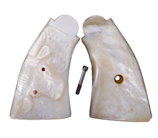 K FRAME ANTIQUE CARVED PEARL STEER HEAD GRIPS