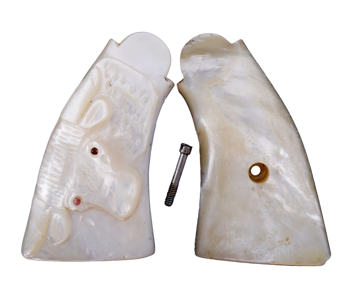 K FRAME ANTIQUE CARVED PEARL STEER HEAD GRIPS (1 of 5)
