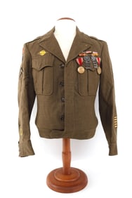 DECORATED US ARMY TUNIC WWII MEDAL AND RIBBONS
