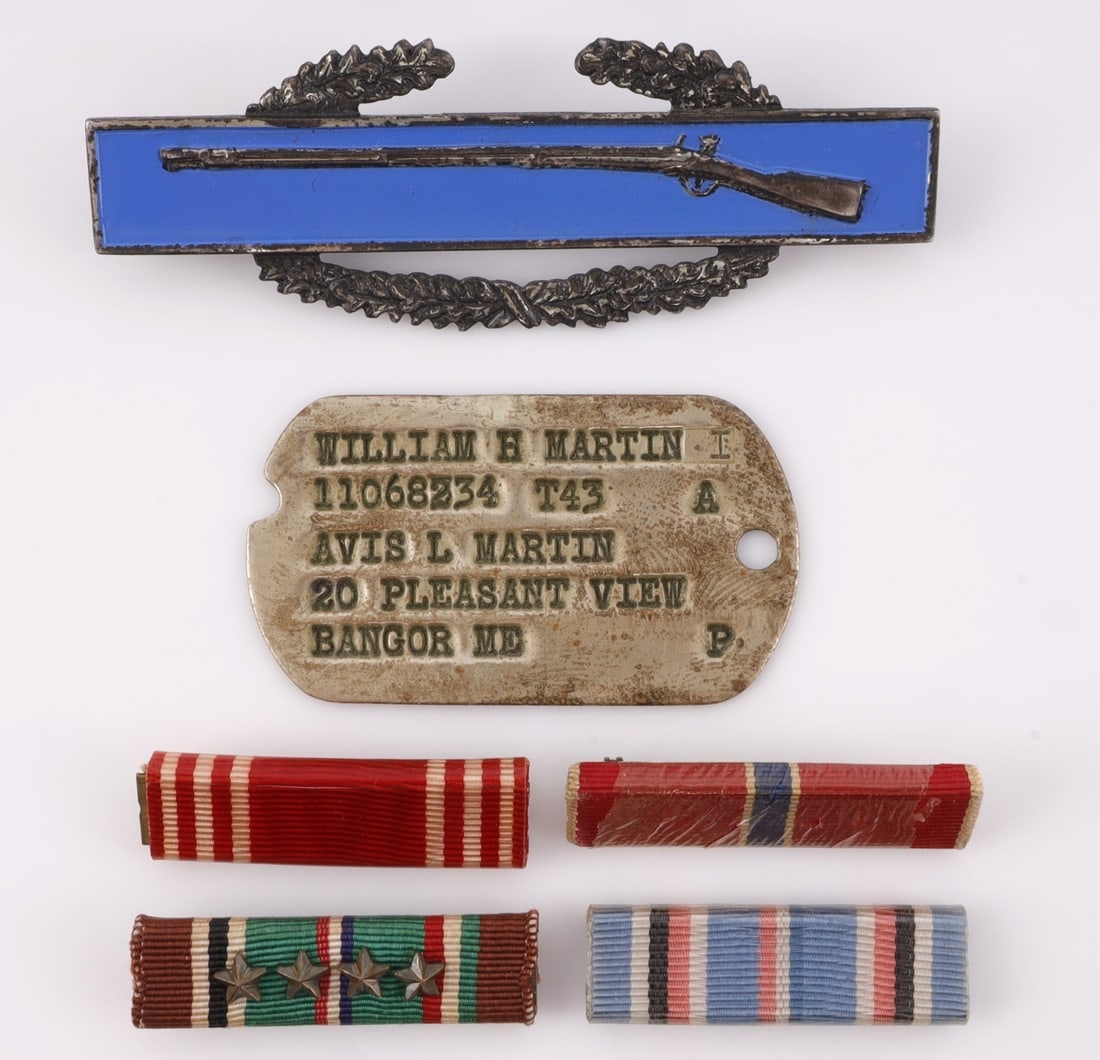WWII US ARMY DOG TAGS & CAMPAIGN RIBBONS LOT OF 5 (1 of 5)
