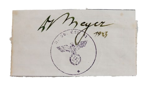 WWII GERMAN THIRD REICH CUT SIGNATURE PANZER MAYER