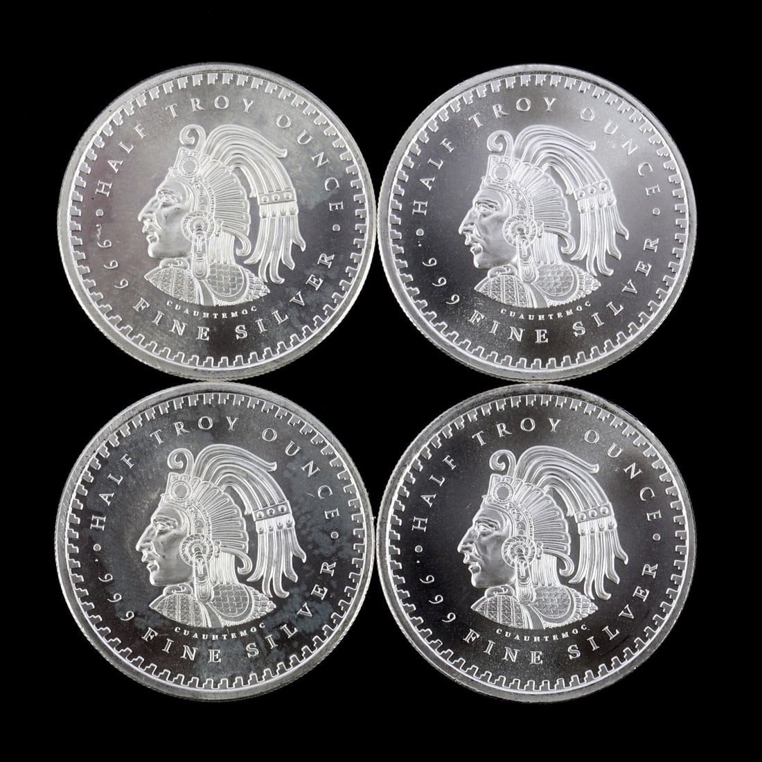 4 HALF TROY OUNCE .999 SILVER AZTEC ROUNDS (1 of 2)