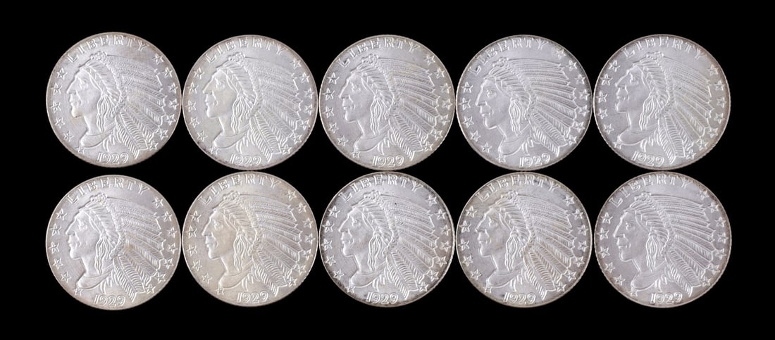 TEN 1/10 OZT .999 FINE SILVER INDIAN HEAD ROUND (1 of 3)