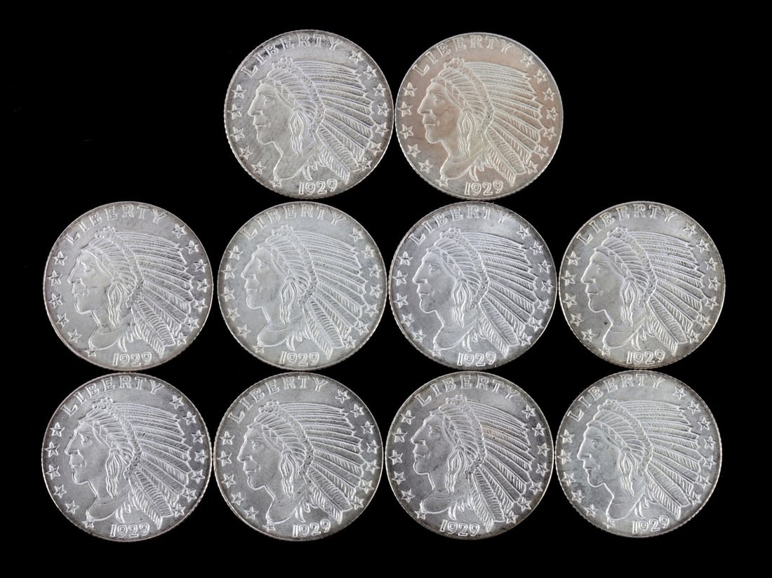 TEN 1/10 OZT .999 FINE SILVER INDIAN HEAD ROUND (1 of 2)