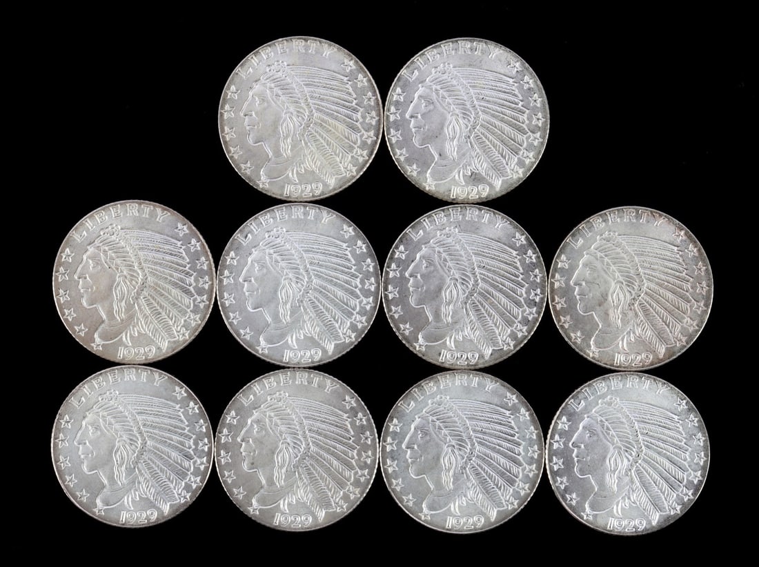 TEN 1/10 OZT .999 FINE SILVER INDIAN HEAD ROUND (1 of 2)