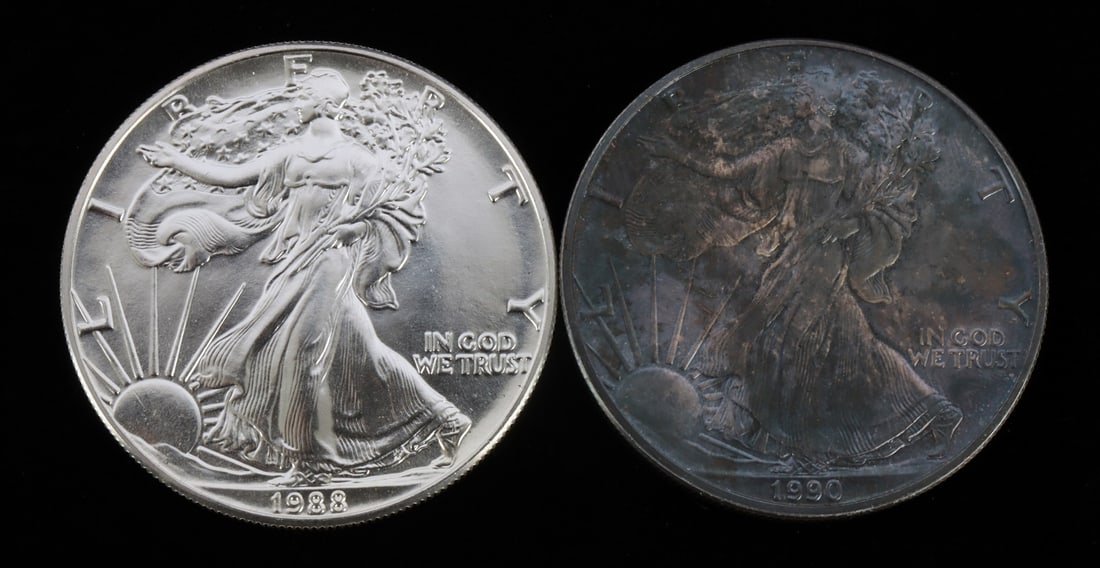2 ONE OUNCE US SILVER AMERICAN EAGLES (1 of 2)