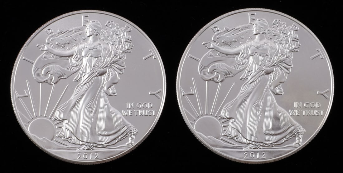 2 ONE TROY OUNCE .999 SILVER EAGLE 2012 (1 of 2)