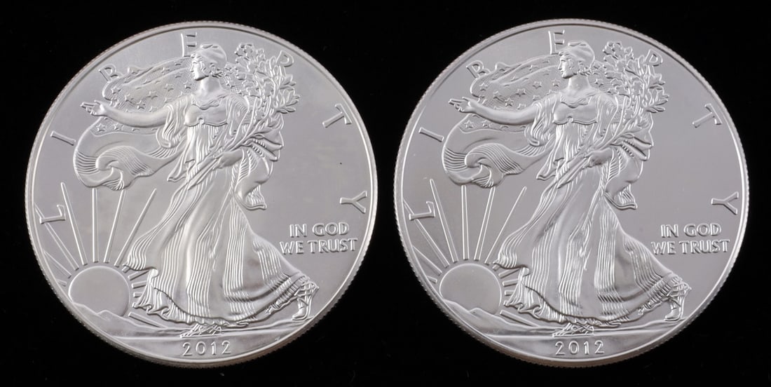 2 ONE TROY OUNCE .999 SILVER EAGLE 2012 (1 of 2)