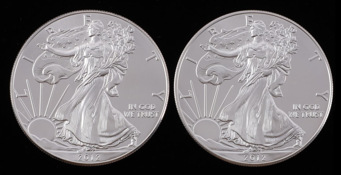 2 ONE TROY OUNCE .999 SILVER EAGLE 2012 (1 of 2)