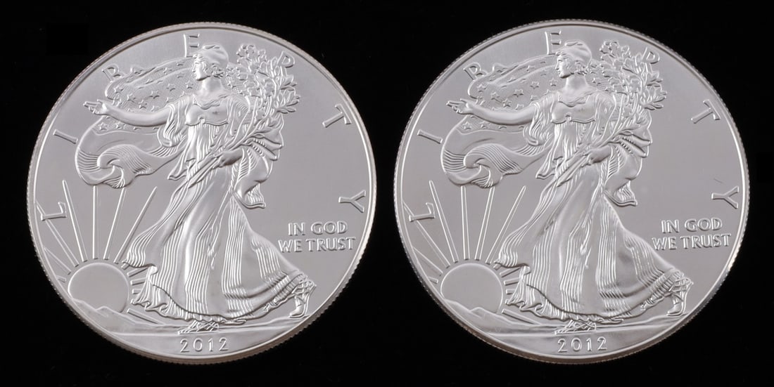 2 ONE TROY OUNCE .999 SILVER EAGLE 2012 2015 (1 of 2)