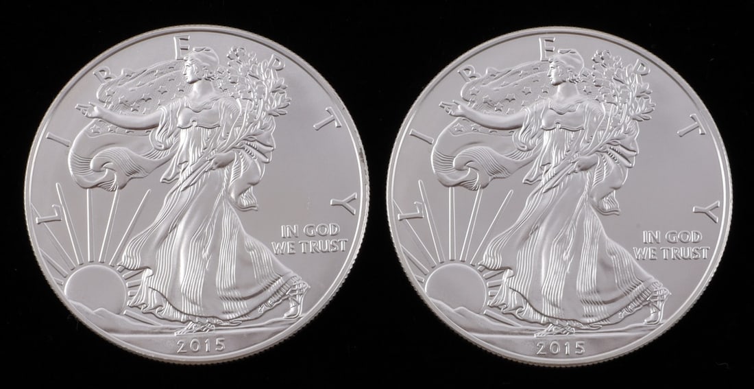 2 ONE TROY OUNCE .999 SILVER EAGLE 2015 (1 of 2)