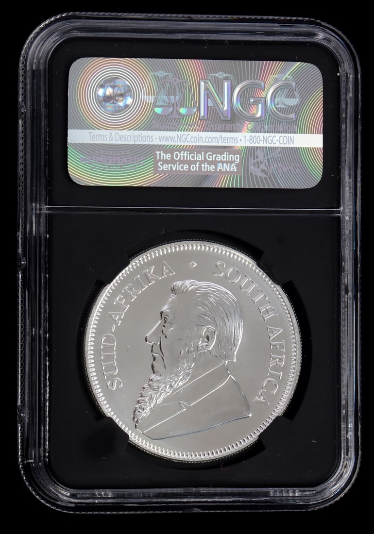 1 OZT .999 SILVER KRUGERRAND NGC SP 70: A .999 silver Krugerrand, 50th anniversary early release. NGC graded at SP70. This lot has a reserve.