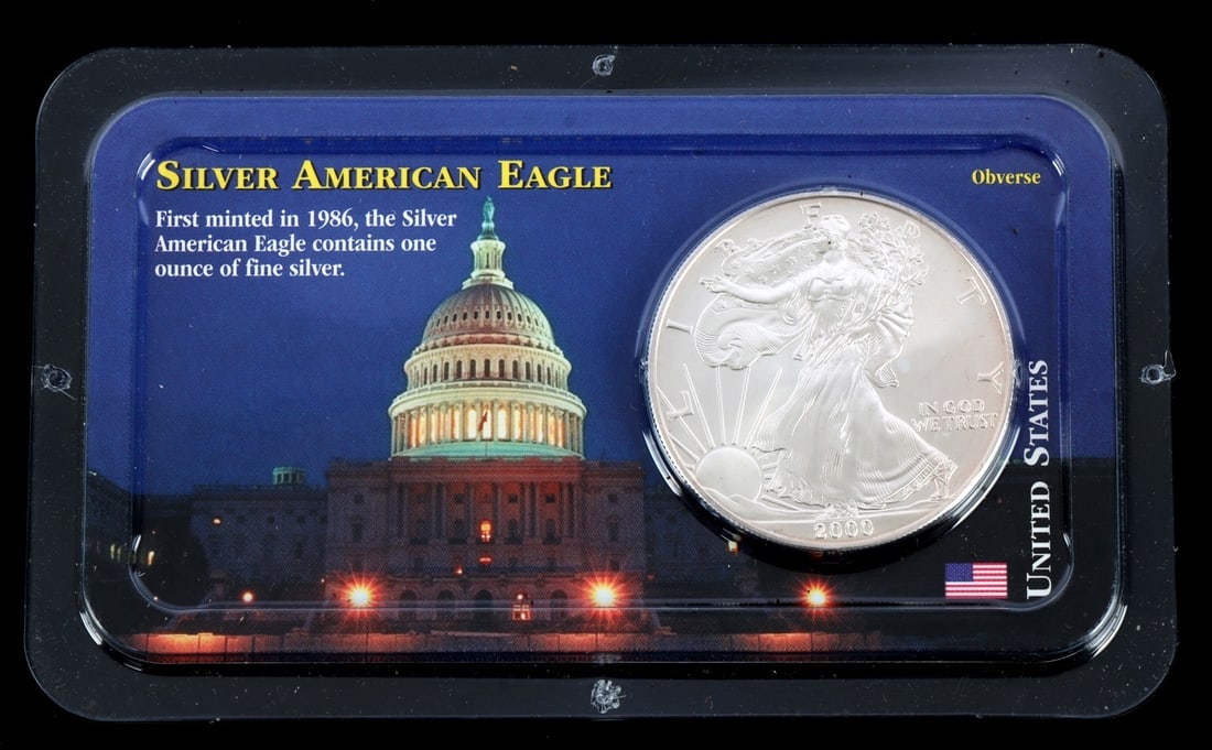 1 OZT .999 FINE SILVER EAGLE IN PACKAGE 2000 BU (1 of 4)