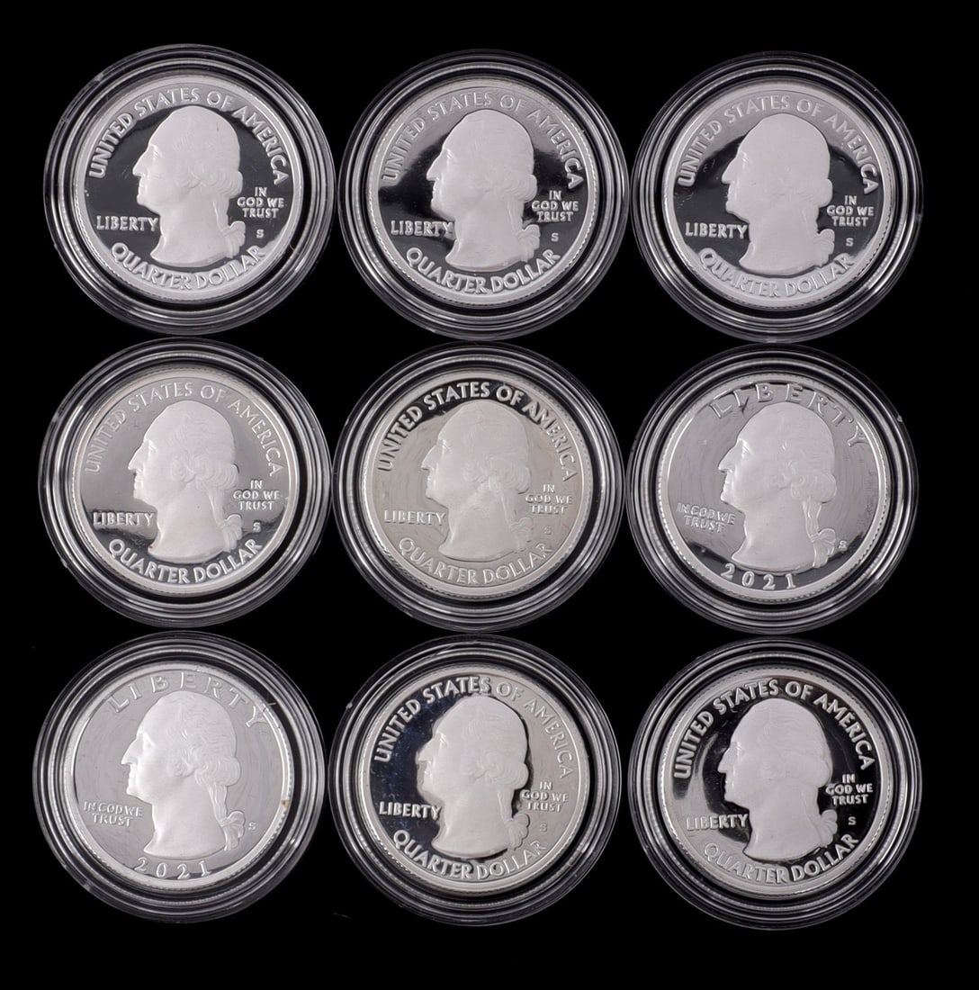 9 .999 FINE SILVER PROOF WASHINGTON QUARTERS 20-21 (1 of 5)