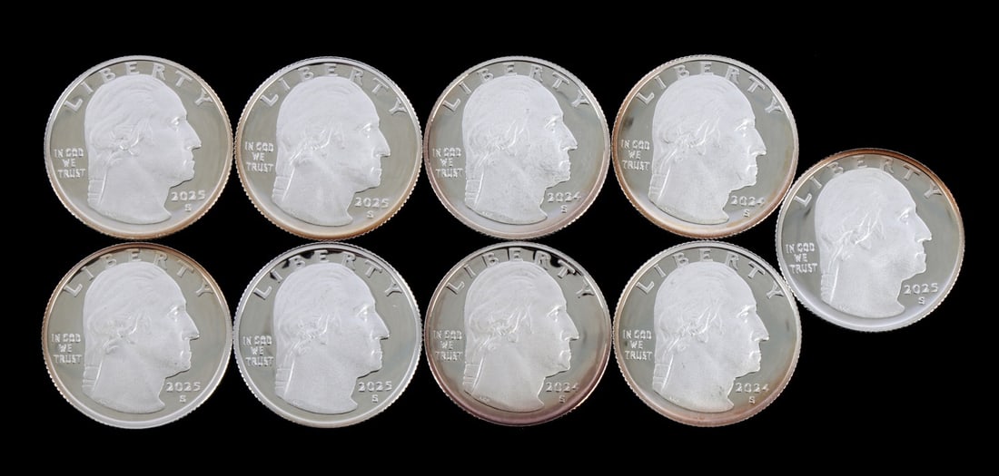 9 .999 FINE SILVER PROOF WASHINGTON QUARTERS 24-25 (1 of 2)