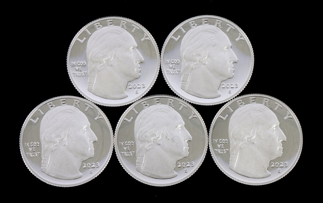 5 .999 FINE SILVER PROOF WASHINGTON QUARTERS 2023 (1 of 2)