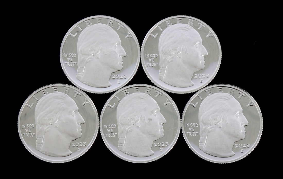5 .999 FINE SILVER PROOF WASHINGTON QUARTERS 2023 (1 of 2)