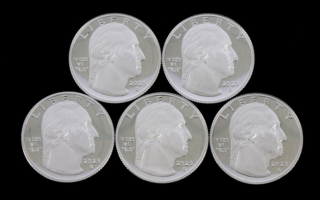 5 .999 FINE SILVER PROOF WASHINGTON QUARTERS 2023 (1 of 2)