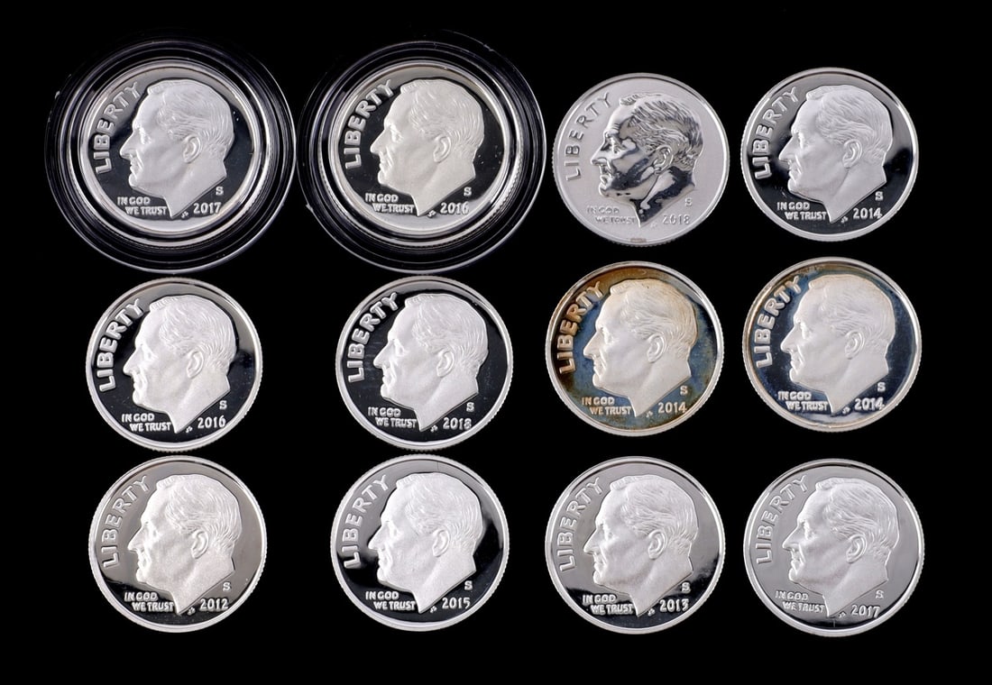 12 90% SILVER PROOF ROOSEVELT DIMES 2012-2018 (1 of 4)