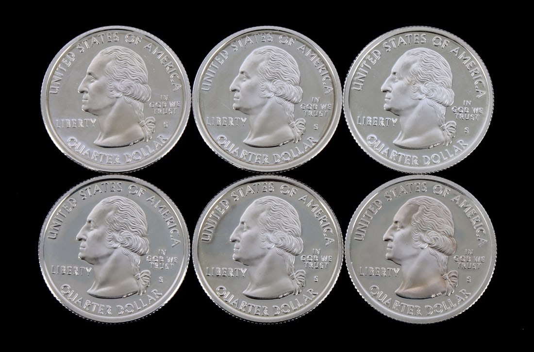 6 90% SILVER PROOF WASHINGTON QUARTERS 1999 2000 (1 of 1)