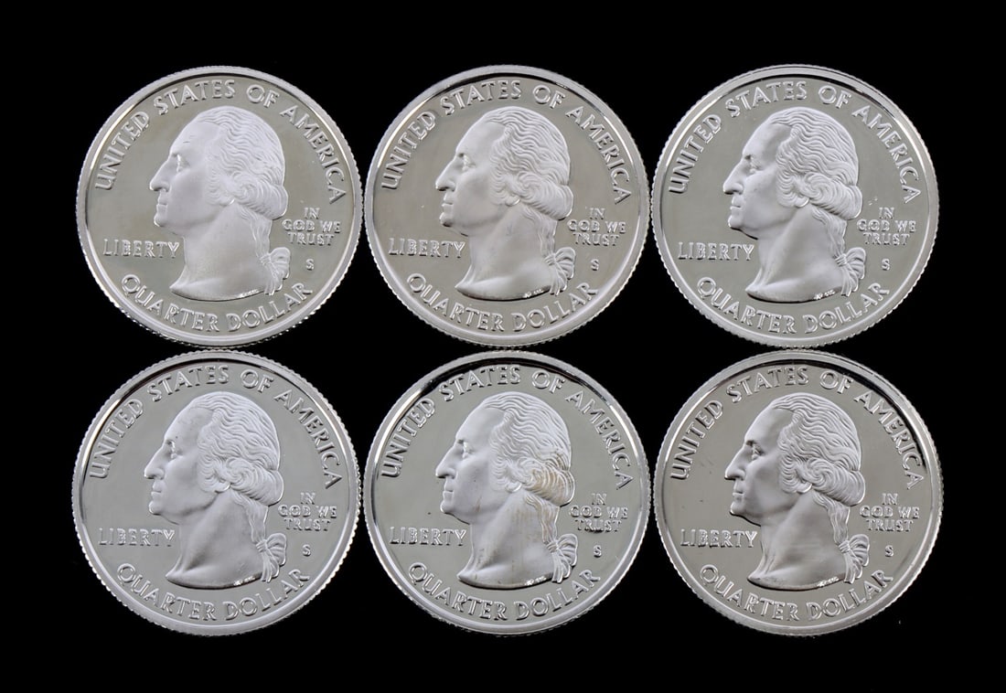 6 90% SILVER PROOF WASHINGTON QUARTERS 2006 2007 (1 of 2)