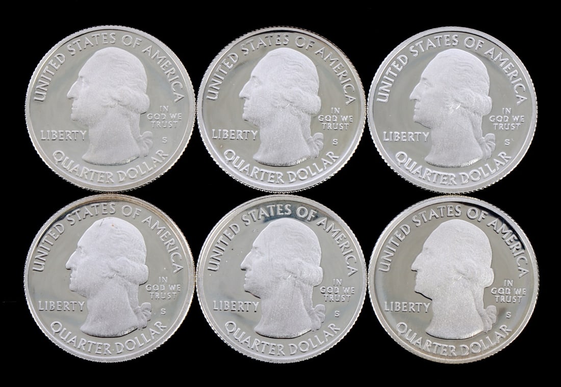 6 90% SILVER PROOF WASHINGTON QUARTERS 2010 2011 (1 of 2)