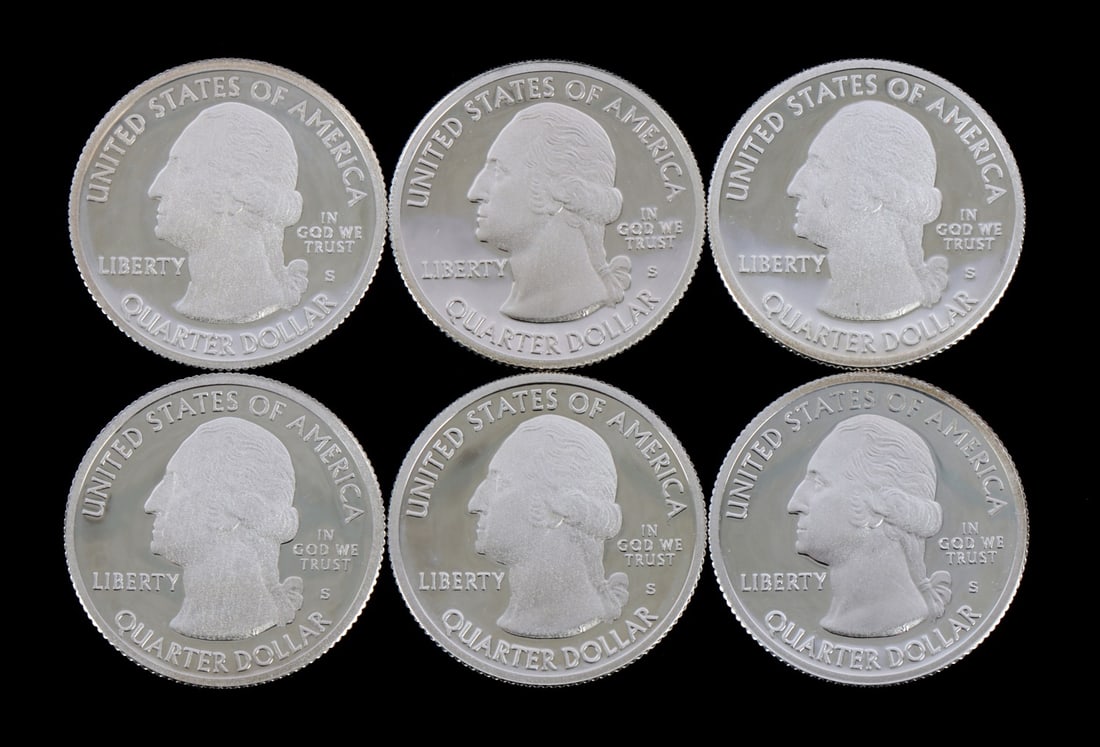 6 90% SILVER PROOF WASHINGTON QUARTERS 2012 (1 of 2)