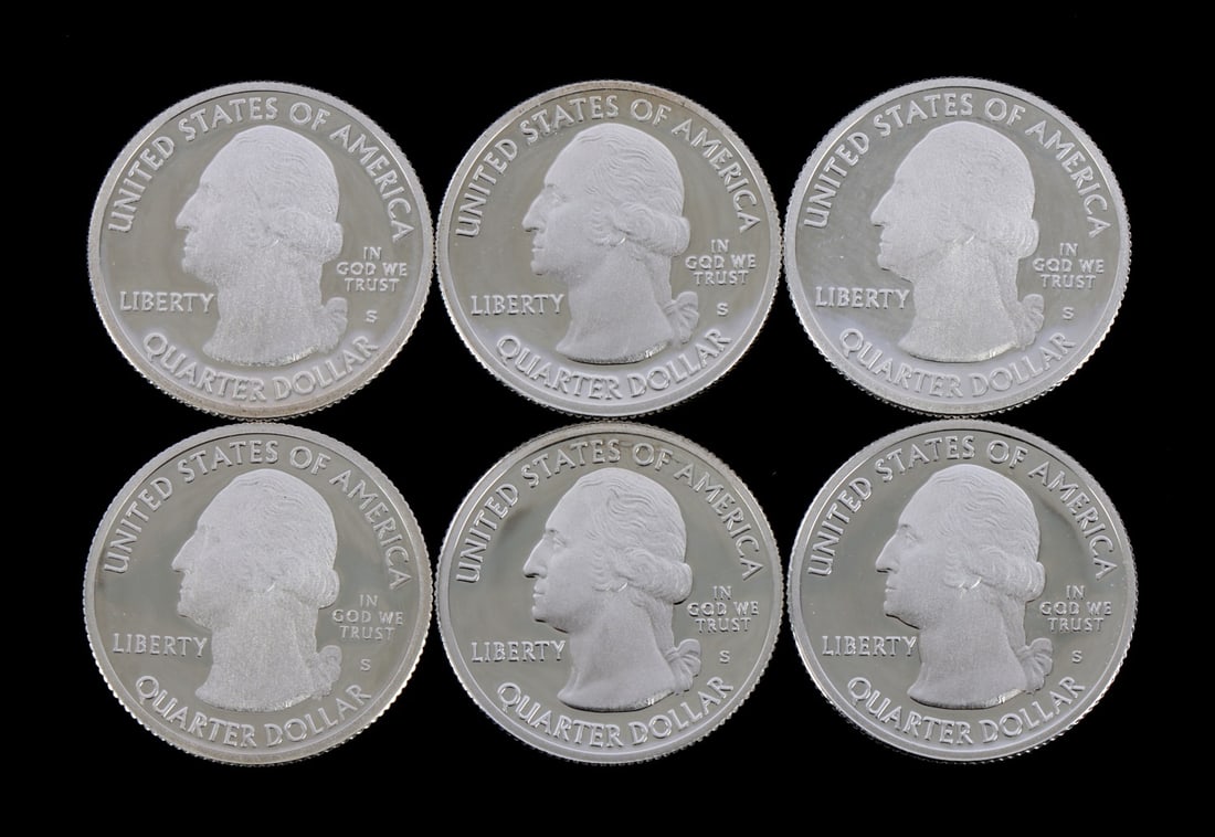 6 90% SILVER PROOF WASHINGTON QUARTERS 2012 2013 (1 of 2)