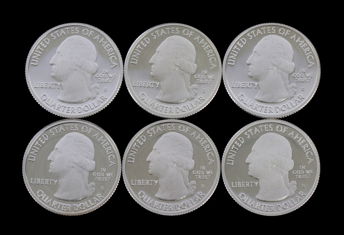6 90% SILVER PROOF WASHINGTON QUARTERS 2014 (1 of 2)