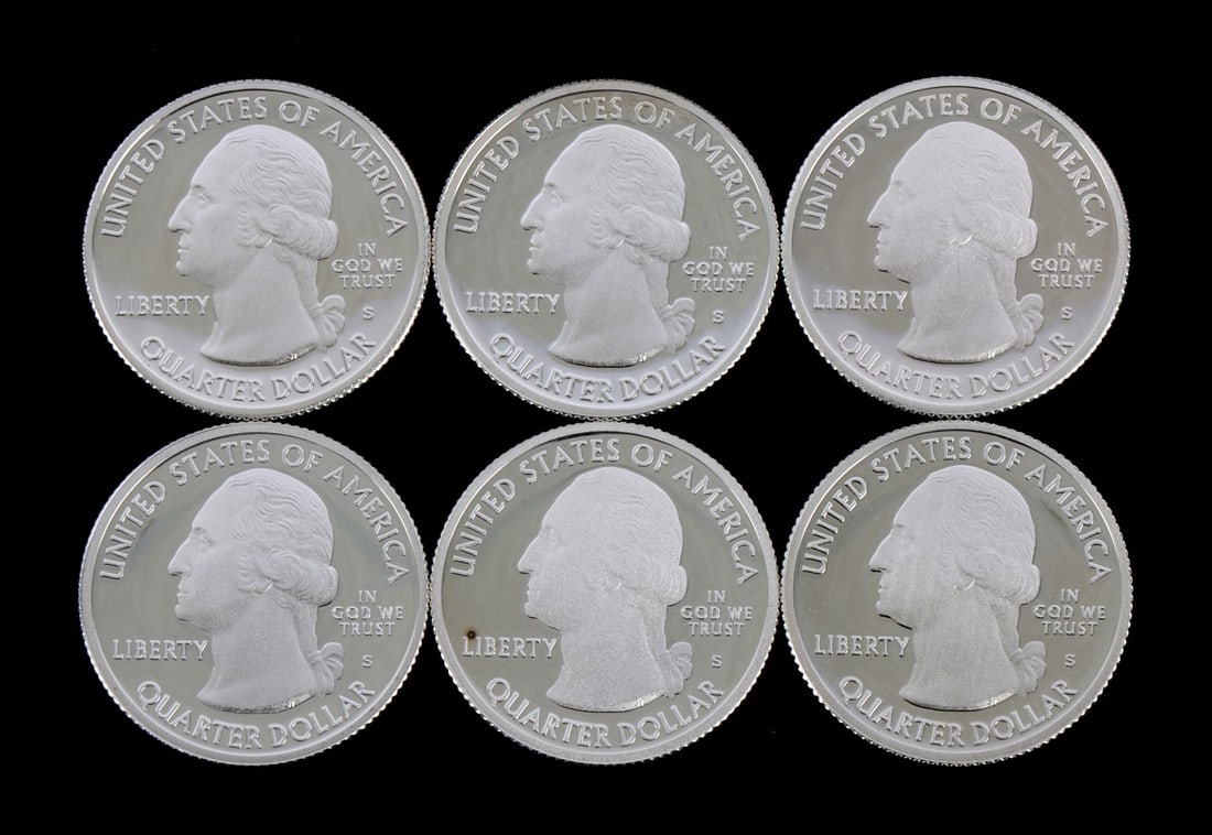 6 90% SILVER PROOF WASHINGTON QUARTERS 2014 (1 of 2)
