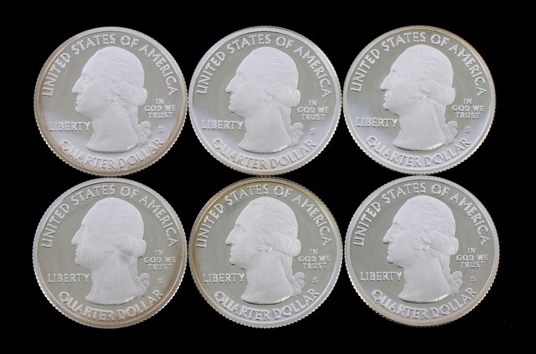 6 90% SILVER PROOF WASHINGTON QUARTERS 2015 2016 (1 of 2)