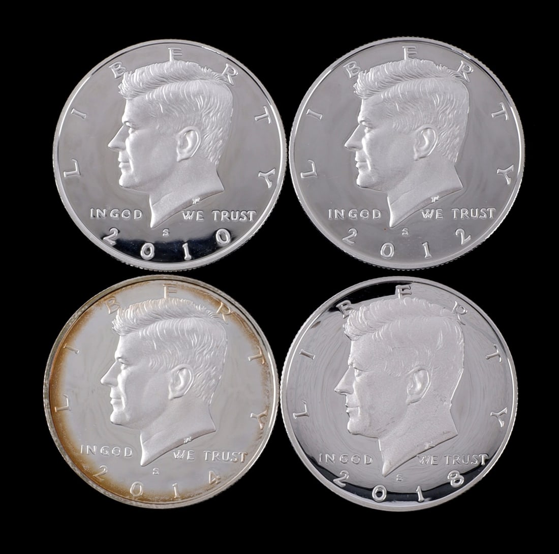 FOUR PROOF 90% SILVER KENNEDY HALF DOLLARS (1 of 2)