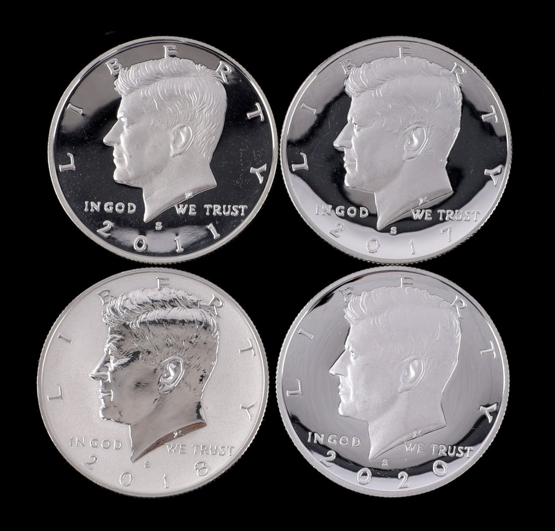 FOUR PROOF 90% SILVER KENNEDY HALF DOLLARS (1 of 2)