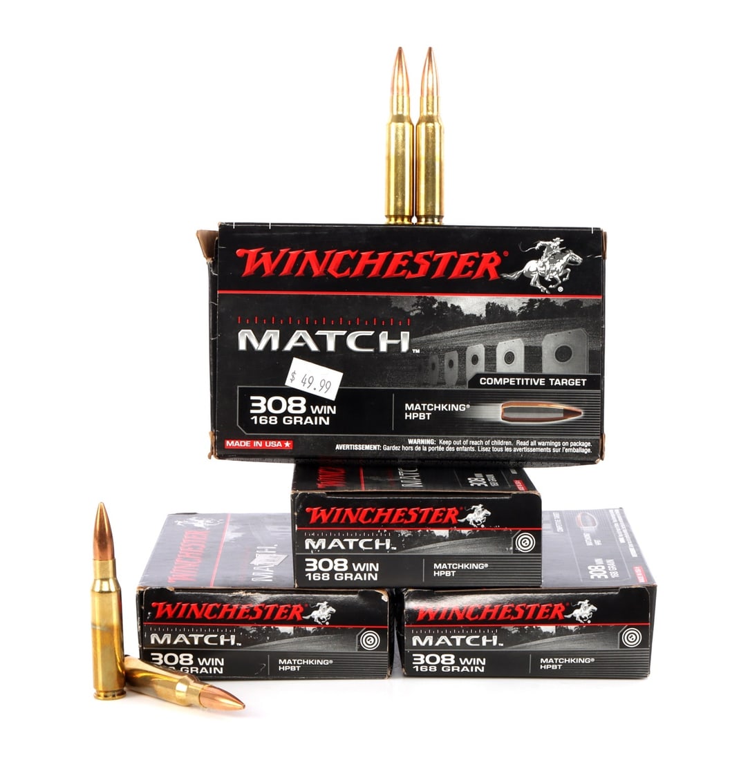 80 RDS .308 WIN 168GR HPBT WINCHESTER MATCH AMMO (1 of 3)