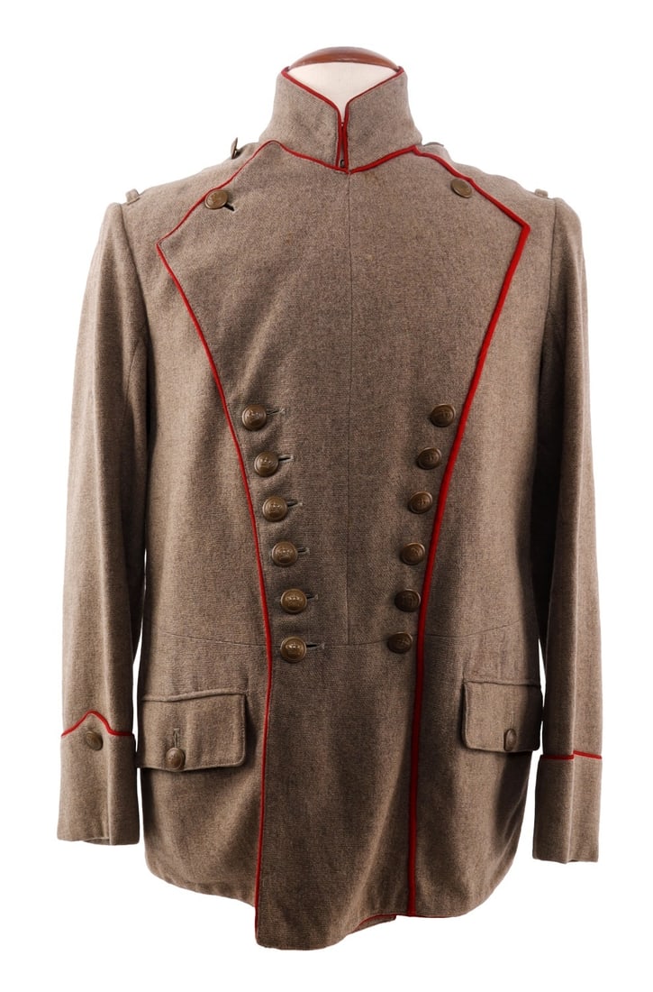 RARE WWI IMPERIAL GERMAN UHLAN TUNIC: WWI Imperial German Uhlan Tunic. This Imperial German Uhlan tunic (Ulanka) from the World War I era is a classic example of military uniform. It is wool construction, featuring the traditional double-