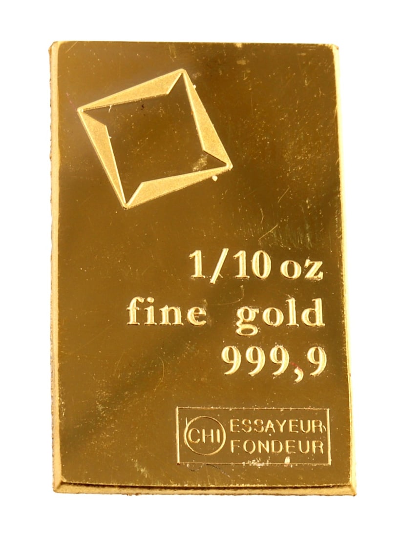 1/10 TROY OUNCE VALCAMBI SUISSE GOLD BAR: Guaranteed. This lot reserved at melt.