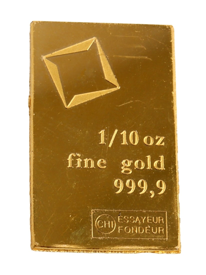 1/10 TROY OUNCE VALCAMBI SUISSE GOLD BAR: Guaranteed. This lot reserved at melt.