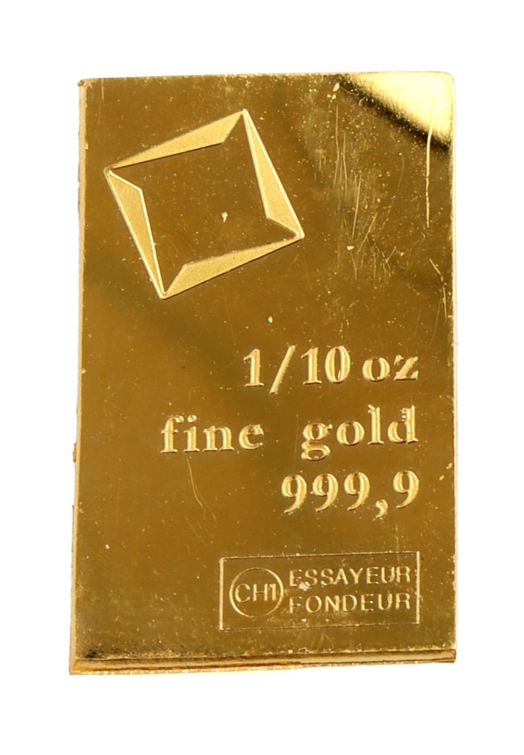 1/10 TROY OUNCE VALCAMBI SUISSE GOLD BAR: Guaranteed. This lot reserved at melt.