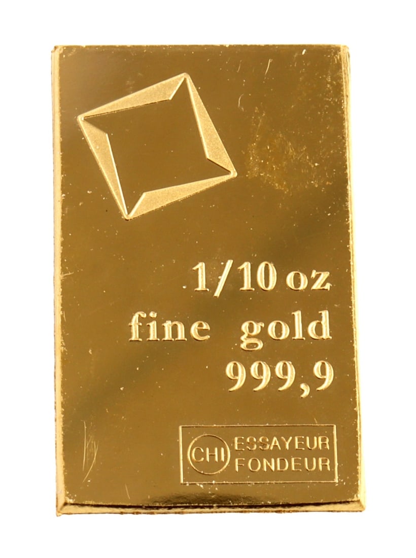 1/10 TROY OUNCE VALCAMBI SUISSE GOLD BAR: Guaranteed. This lot reserved at melt.