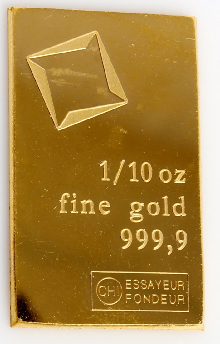 1/10 TROY OUNCE VALCAMBI SUISSE GOLD BAR: Guaranteed. This lot reserved at melt.