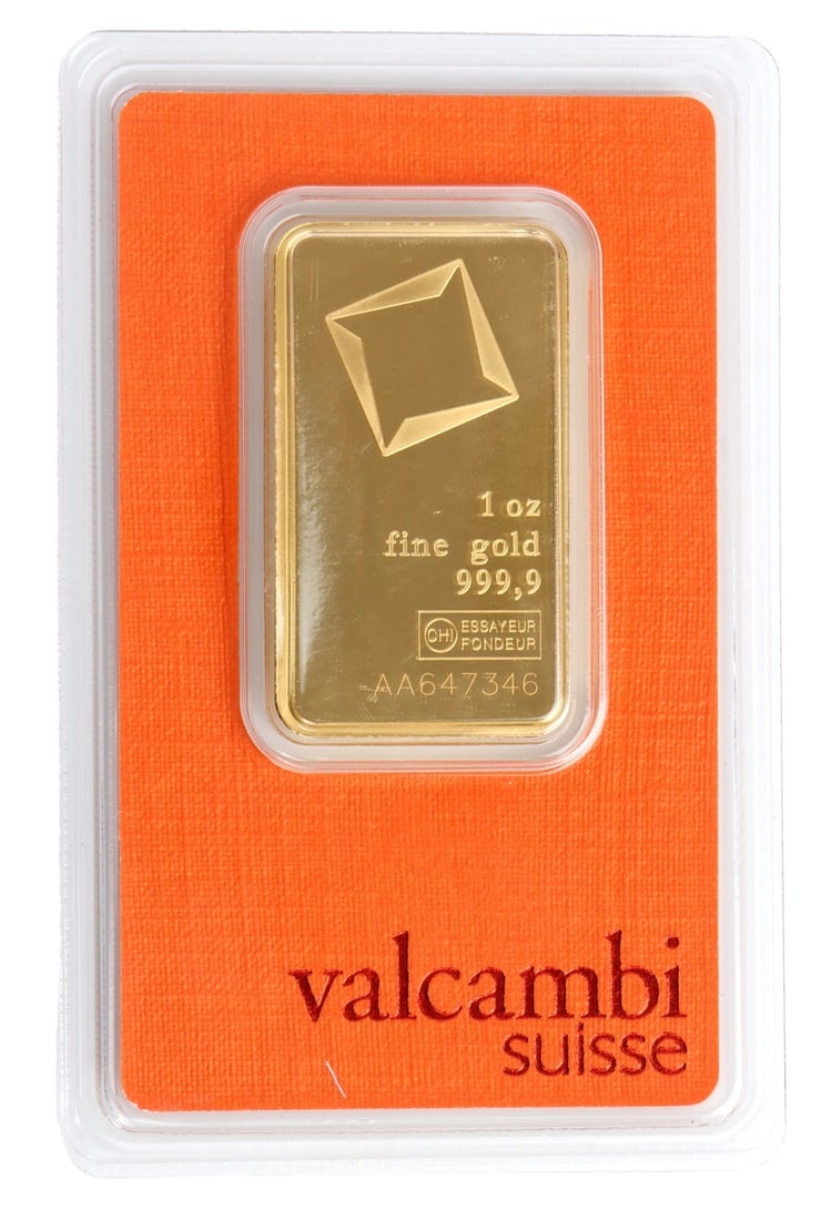 1 TROY OUNCE VALCAMBI SUISSE GOLD BAR: Guaranteed. This lot reserved at melt.