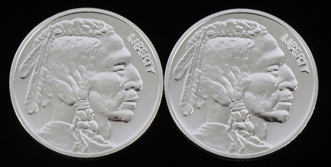 2 ONE TROY OUNCE .999 SILVER INDIAN HEAD ROUNDS (1 of 2)