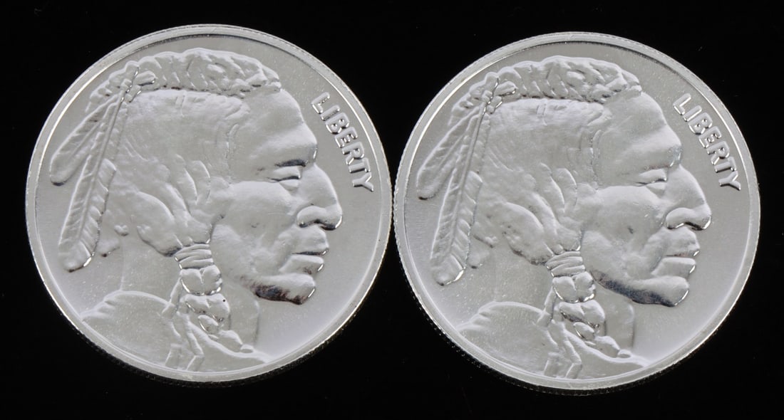 2 ONE TROY OUNCE .999 SILVER INDIAN HEAD ROUNDS (1 of 2)