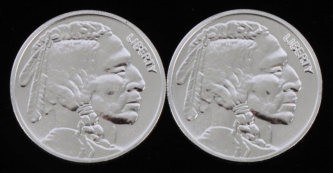 2 ONE TROY OUNCE .999 SILVER INDIAN HEAD ROUNDS (1 of 2)